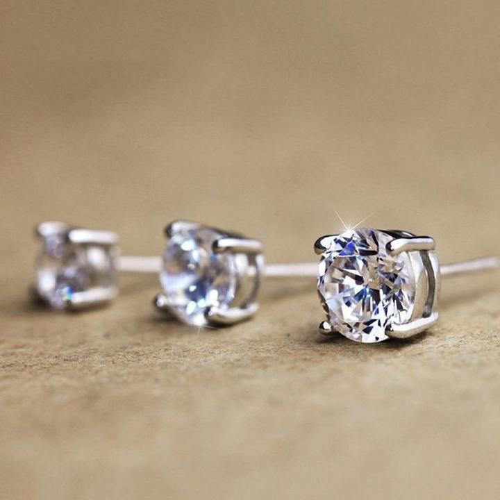 Classic Moissanite Stone 4 Prong Sterling Silver Stud Earrings Shineofidamond