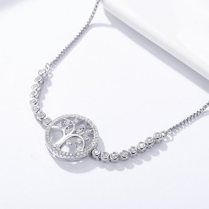 Tree of Life Adjustable 925 Sterling Silver Tennis Bracelet Shineofidamond