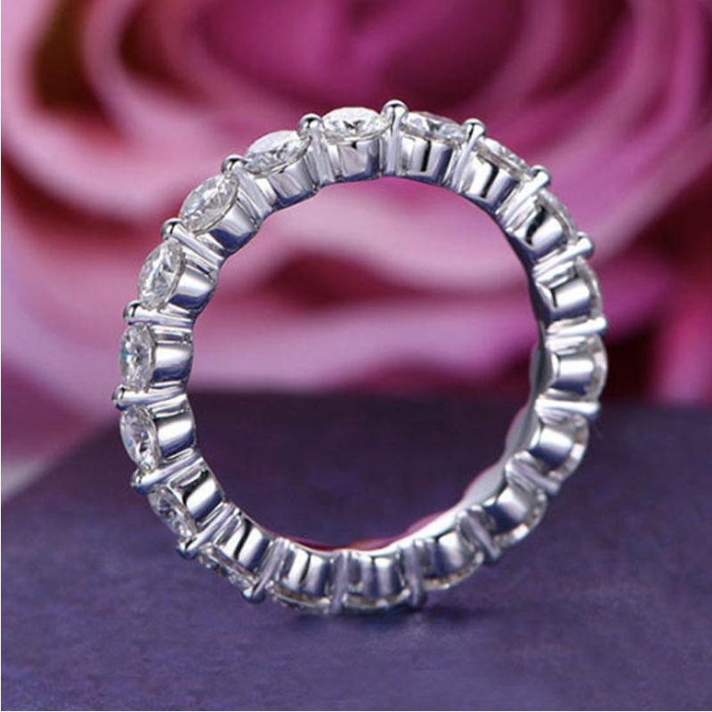 Eternity Round Cut Stackable Wedding Band In Sterling Silver shineofdiamond
