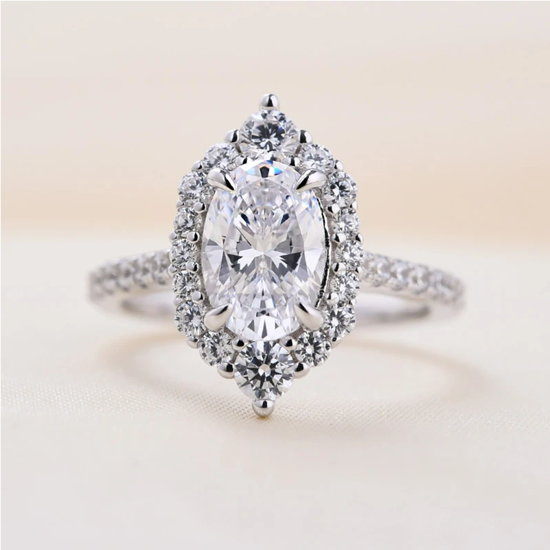 Unique Design Oval Cut 3-Piece Sterling Silver Bridal Set shineofdiamond