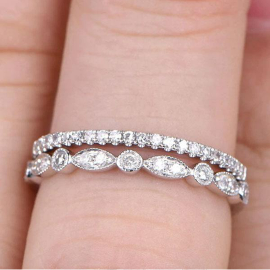 Half Eternity Stackable Wedding Band In Sterling Silver Shineofidamond