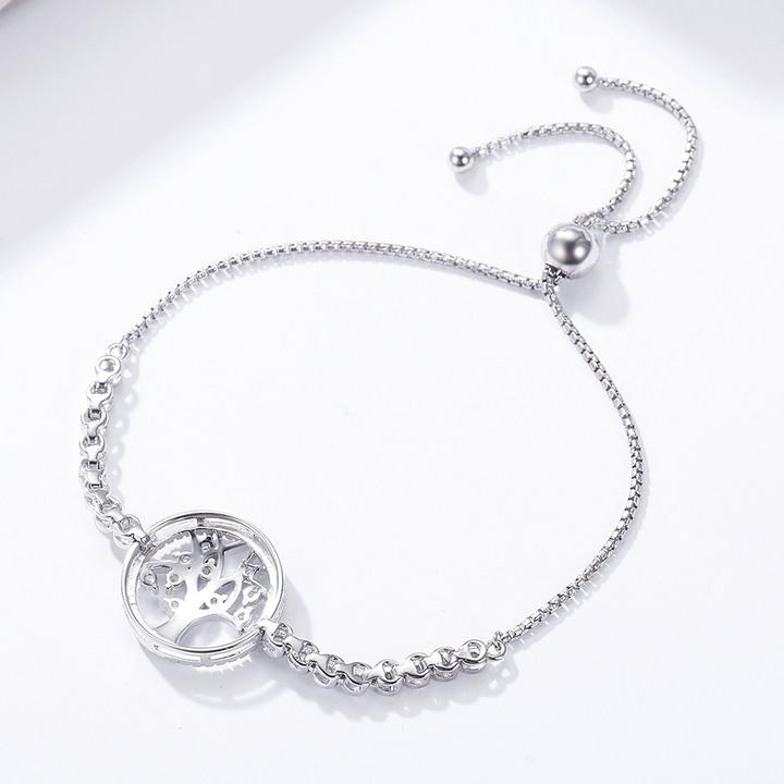 Tree of Life Adjustable 925 Sterling Silver Tennis Bracelet Shineofidamond