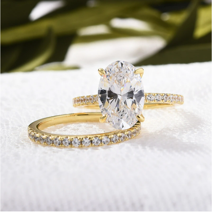 Classic 5.0 Carat Oval Cut Wedding Bridal Set in Sterling Silver Shineofdiamond
