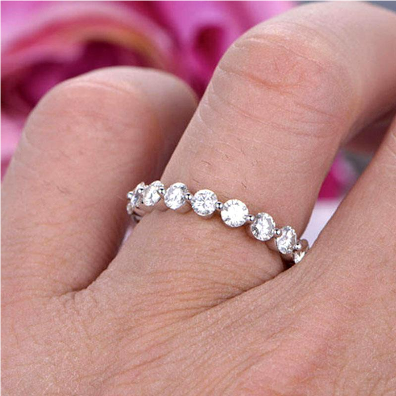 Eternity Round Cut Stackable Wedding Band In Sterling Silver shineofdiamond