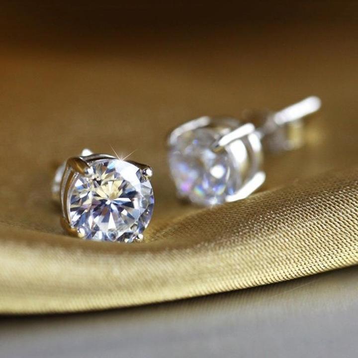 Classic Moissanite Stone 4 Prong Sterling Silver Stud Earrings Shineofidamond