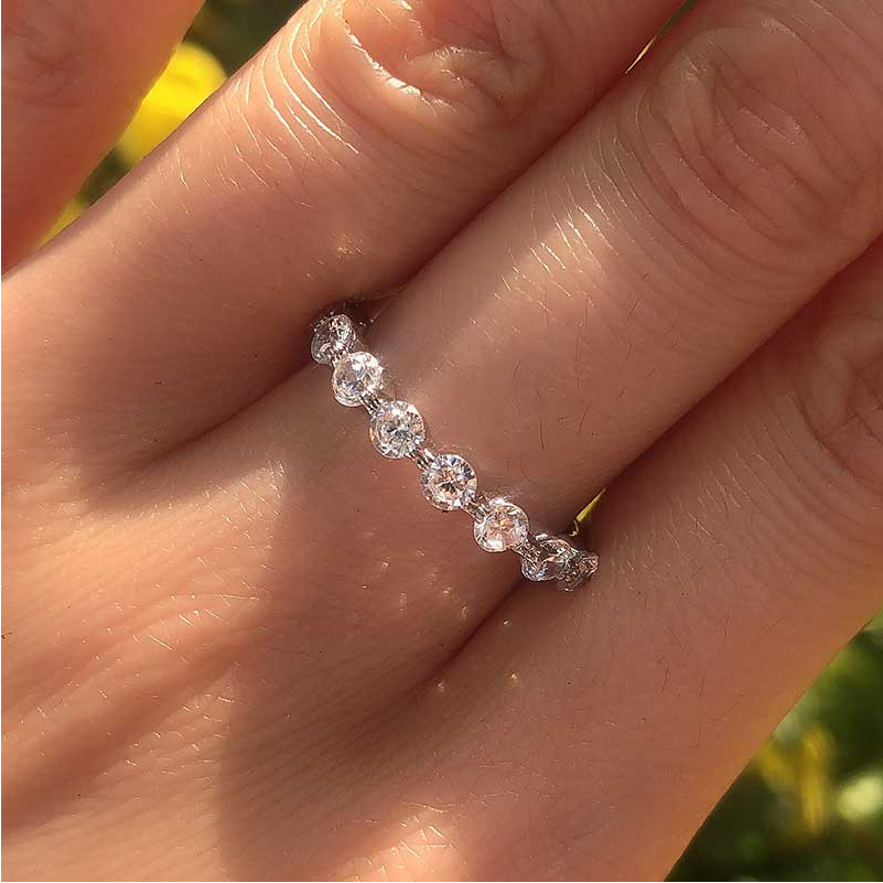 Eternity Round Cut Stackable Wedding Band In Sterling Silver shineofdiamond