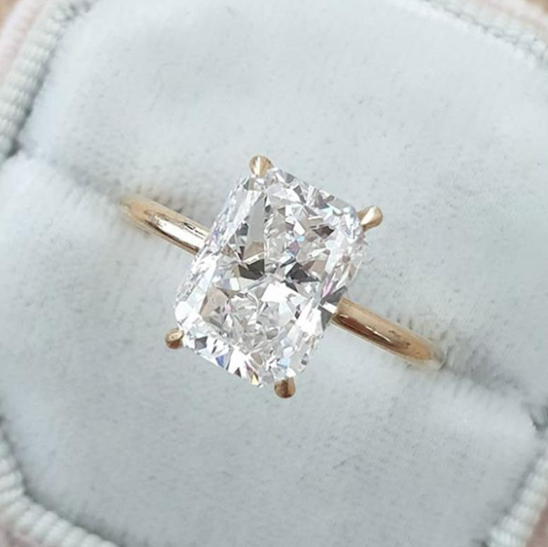 Golden Tone 6.0CT Radiant Cut Sterling Silver Bridal Set Shineofdiamond