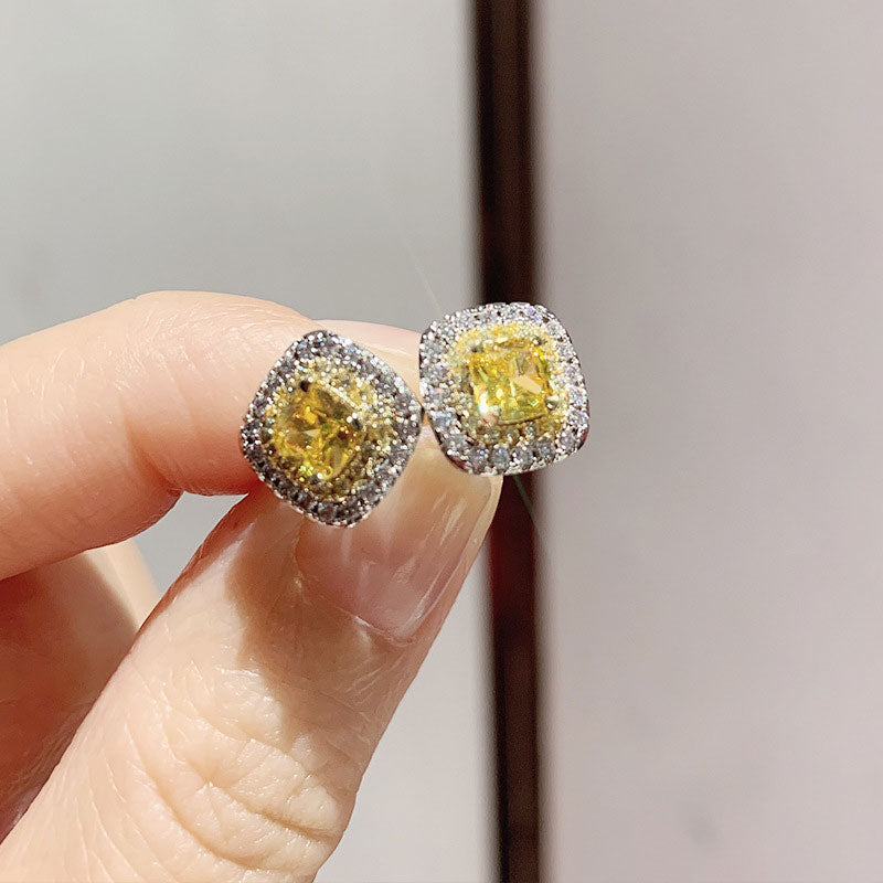 Sparkling Halo Cushion Cut Stud Earrings Dobrilajewelry