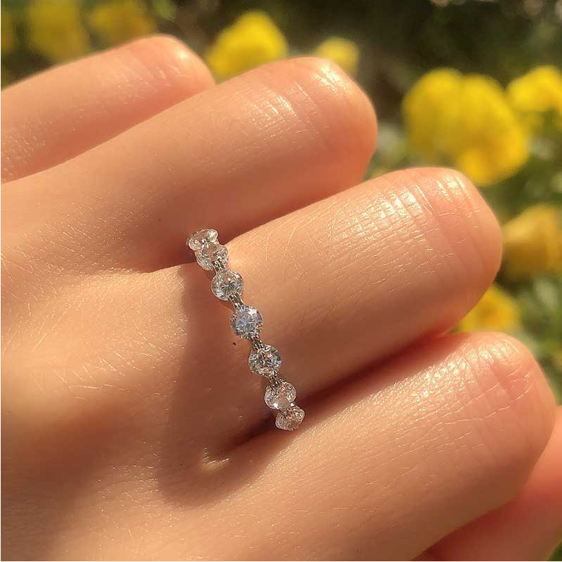 Eternity Round Cut Stackable Wedding Band In Sterling Silver shineofdiamond