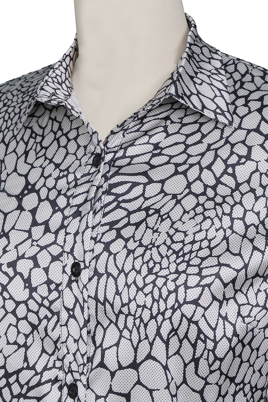 Modern Satin Printed Blouse with Classic Snake Pattern Elegance ZJ