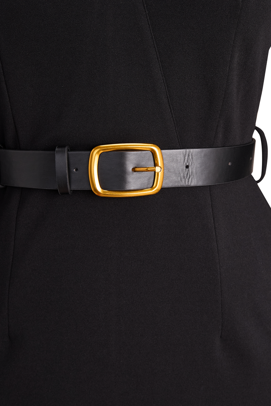 Refined Black Belted Sheath Dress with Mandarin Collar ZJ