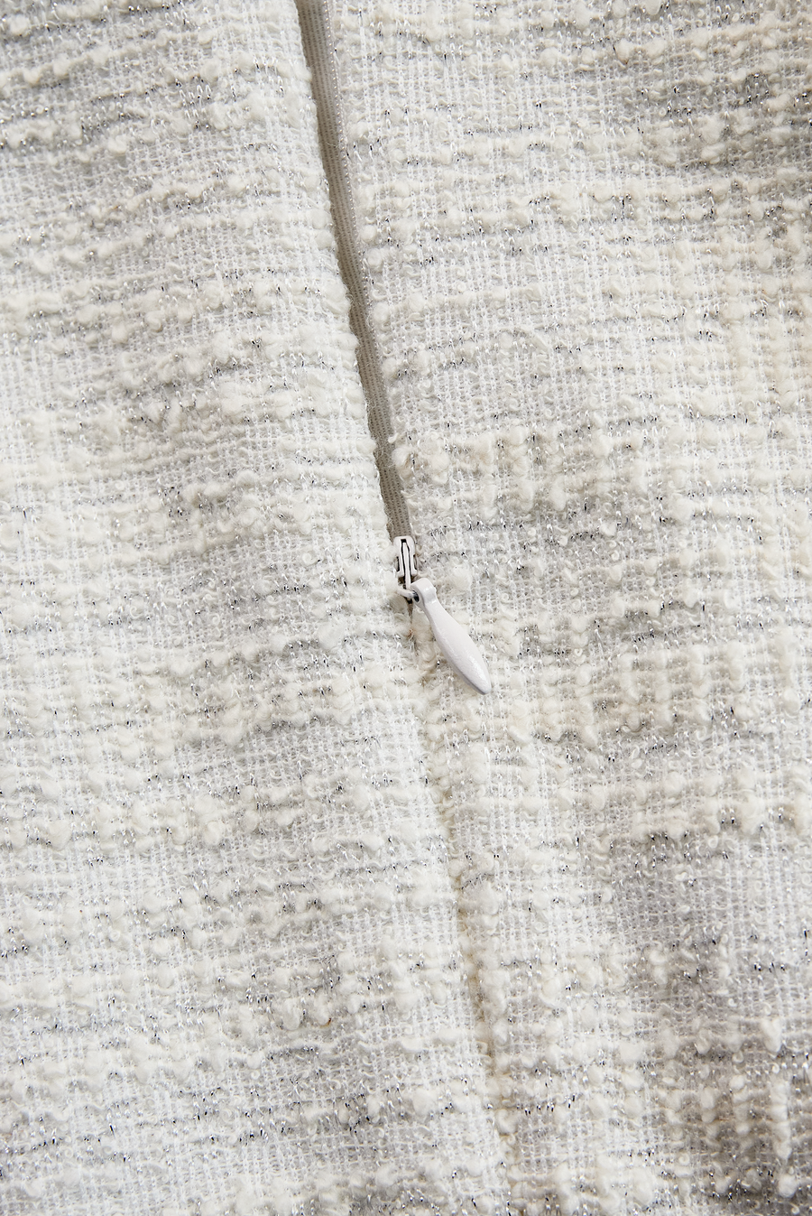 Ivory Tweed Fringe-Tiered Midi Dress XYS