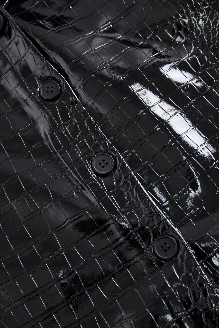 Glossy Black Crocodile Embossed Shirt ZJ