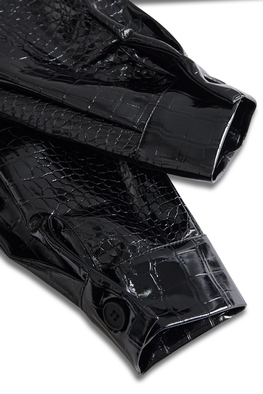 Glossy Black Crocodile Embossed Shirt ZJ