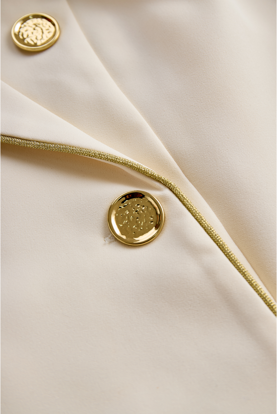 White Sleeveless Blazer Romper With Gold Trim XYS