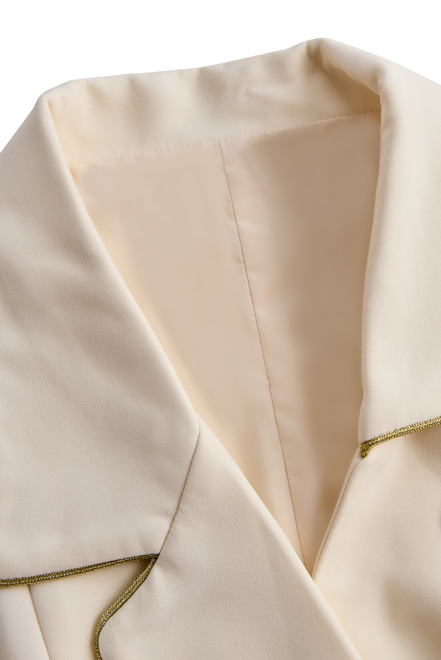White Sleeveless Blazer Romper With Gold Trim XYS