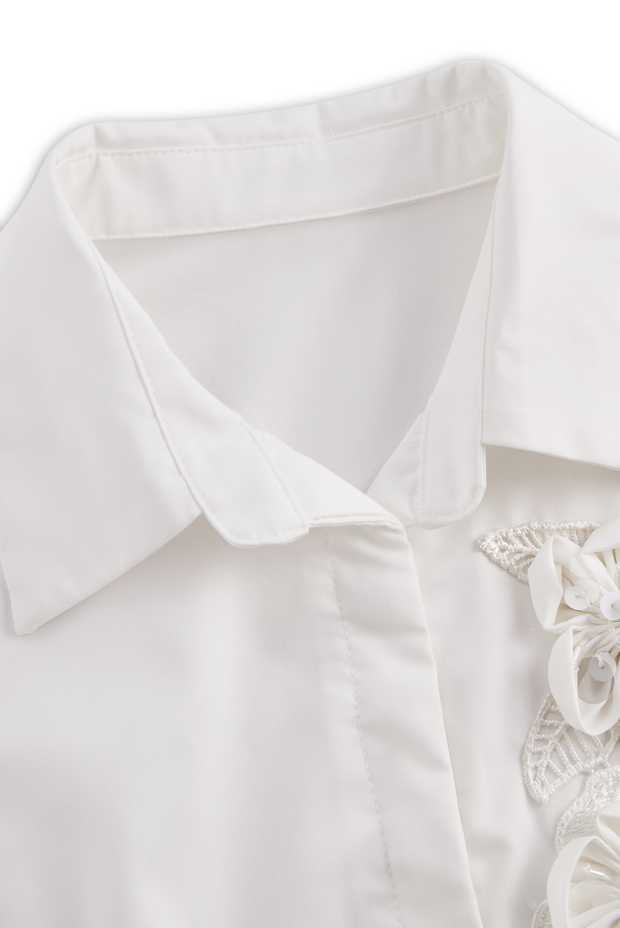 Sleeveless Shirt with 3D Floral Appliqué ZJ