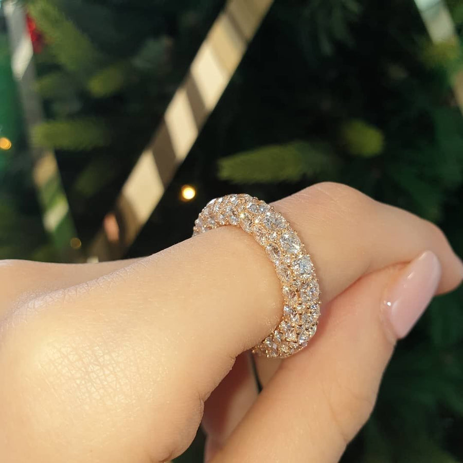 Stunning 10ct Four Rows Round Brilliant Eternity Wedding Band Shineofidamond