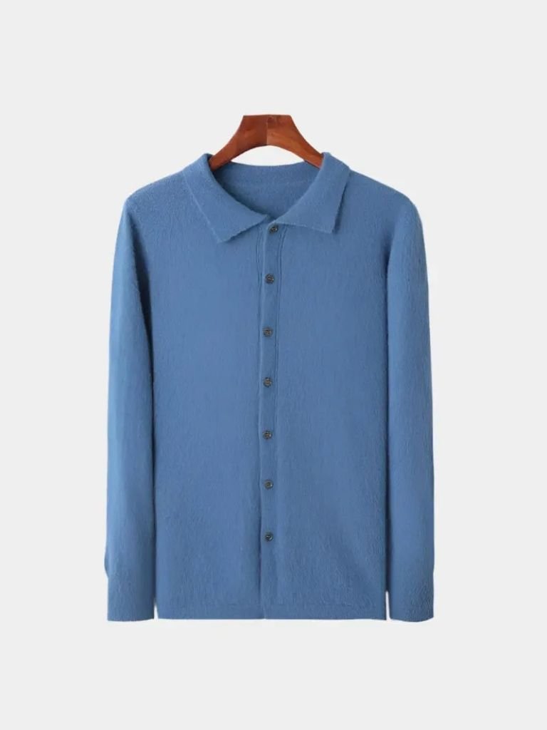 100% Cashmere Polo Cardigan - CAAYWORLD CAAYWORLD