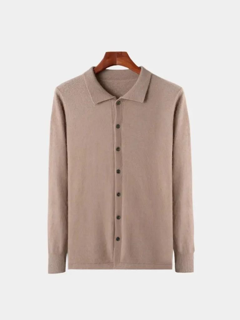 100% Cashmere Polo Cardigan - CAAYWORLD CAAYWORLD