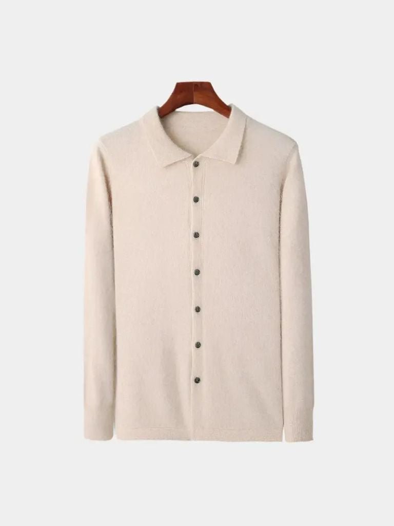 100% Cashmere Polo Cardigan - CAAYWORLD CAAYWORLD