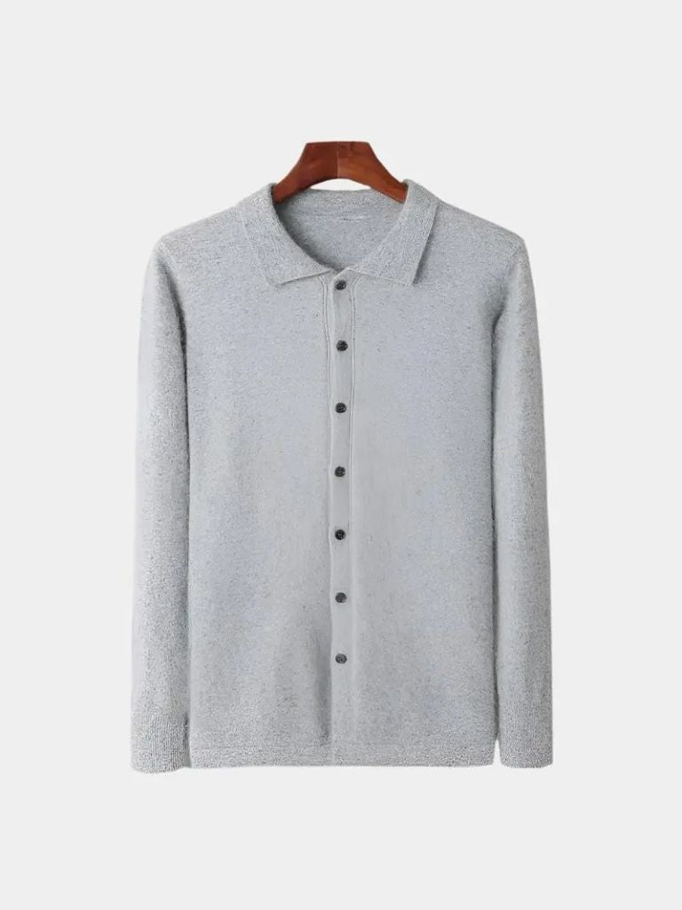 100% Cashmere Polo Cardigan - CAAYWORLD CAAYWORLD
