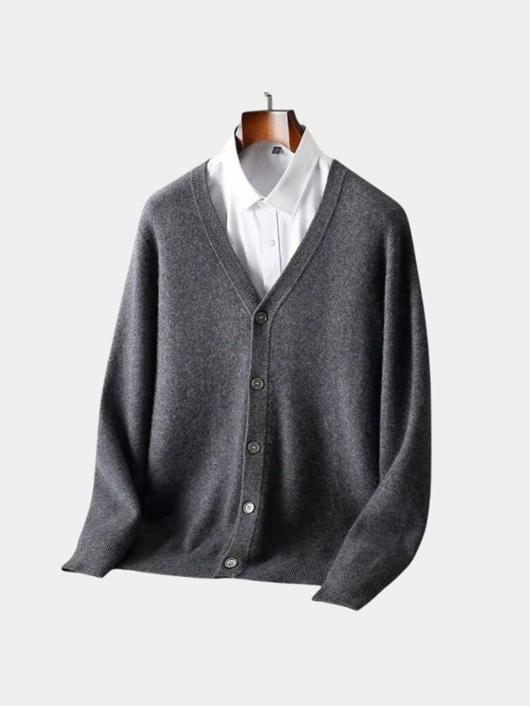 100% Merino Wool V Neck Knitwear Cardigan Sweater - CAAYWORLD CAAYWORLD