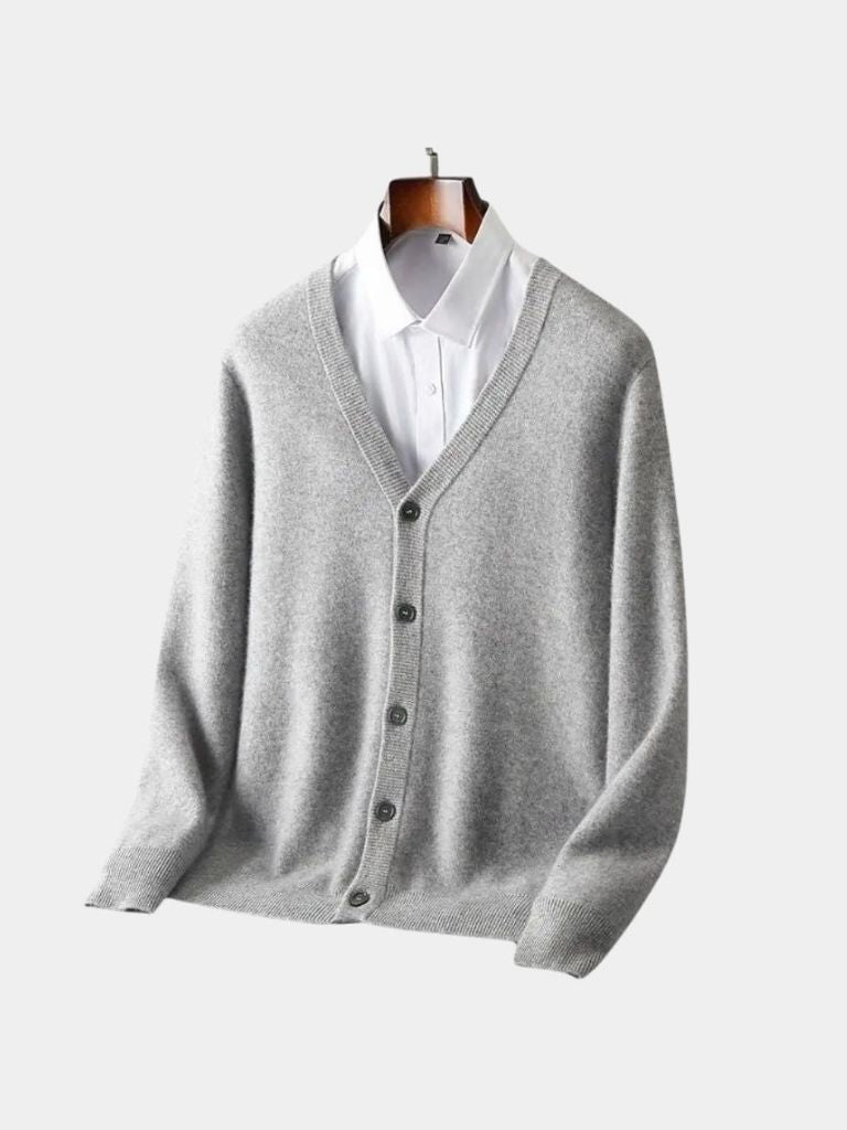 100% Merino Wool V Neck Knitwear Cardigan Sweater - CAAYWORLD CAAYWORLD