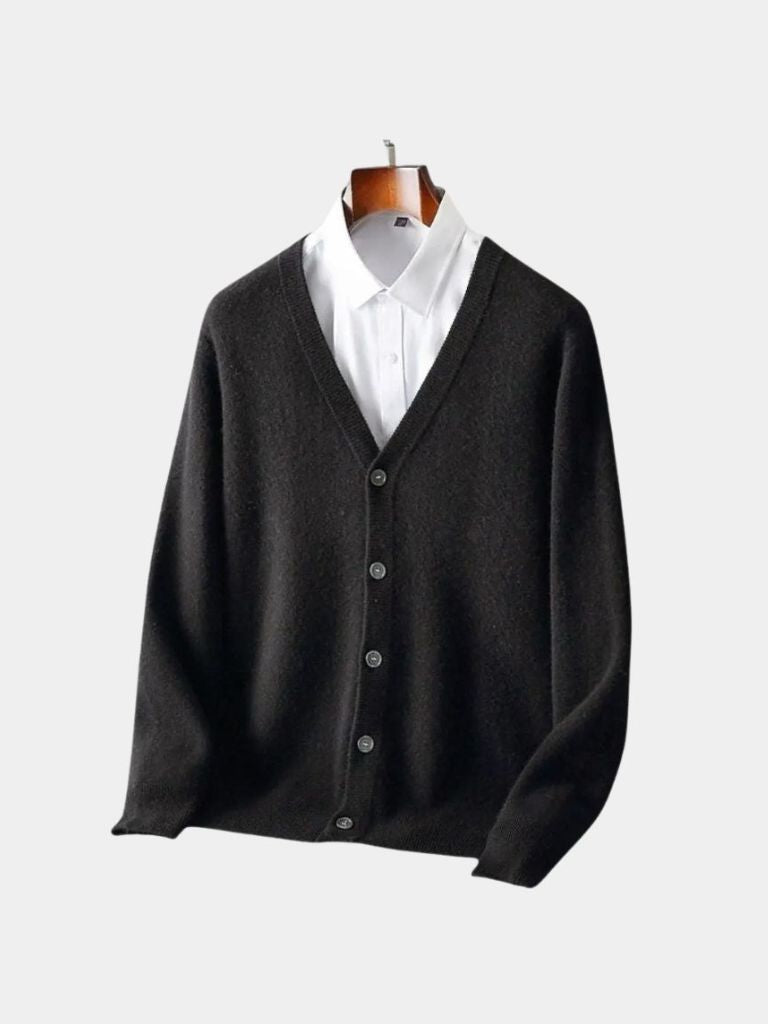 100% Merino Wool V Neck Knitwear Cardigan Sweater - CAAYWORLD CAAYWORLD