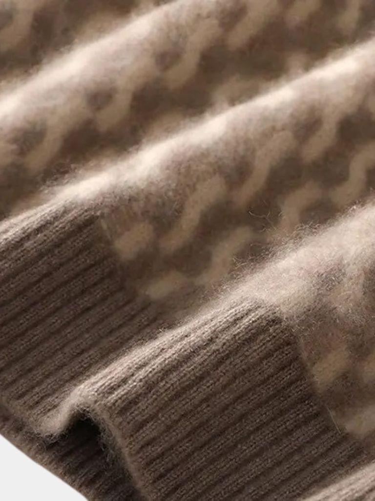 100% Wool Geometric Crew Neck Pullover Sweater - CAAYWORLD CAAYWORLD