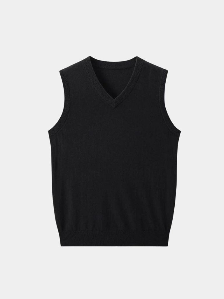 100% Cashmere V Neck Knit Vest - CAAYWORLD CAAYWORLD