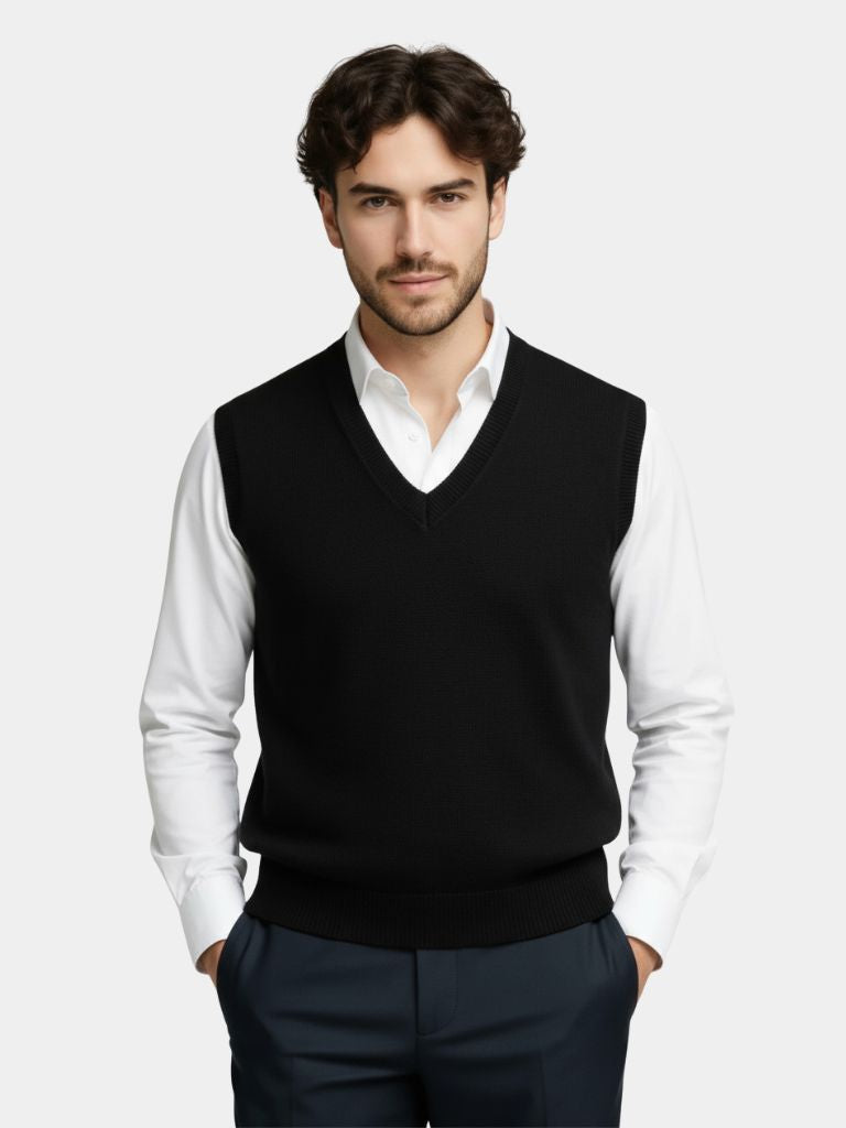 100% Cashmere V Neck Knit Vest - CAAYWORLD CAAYWORLD