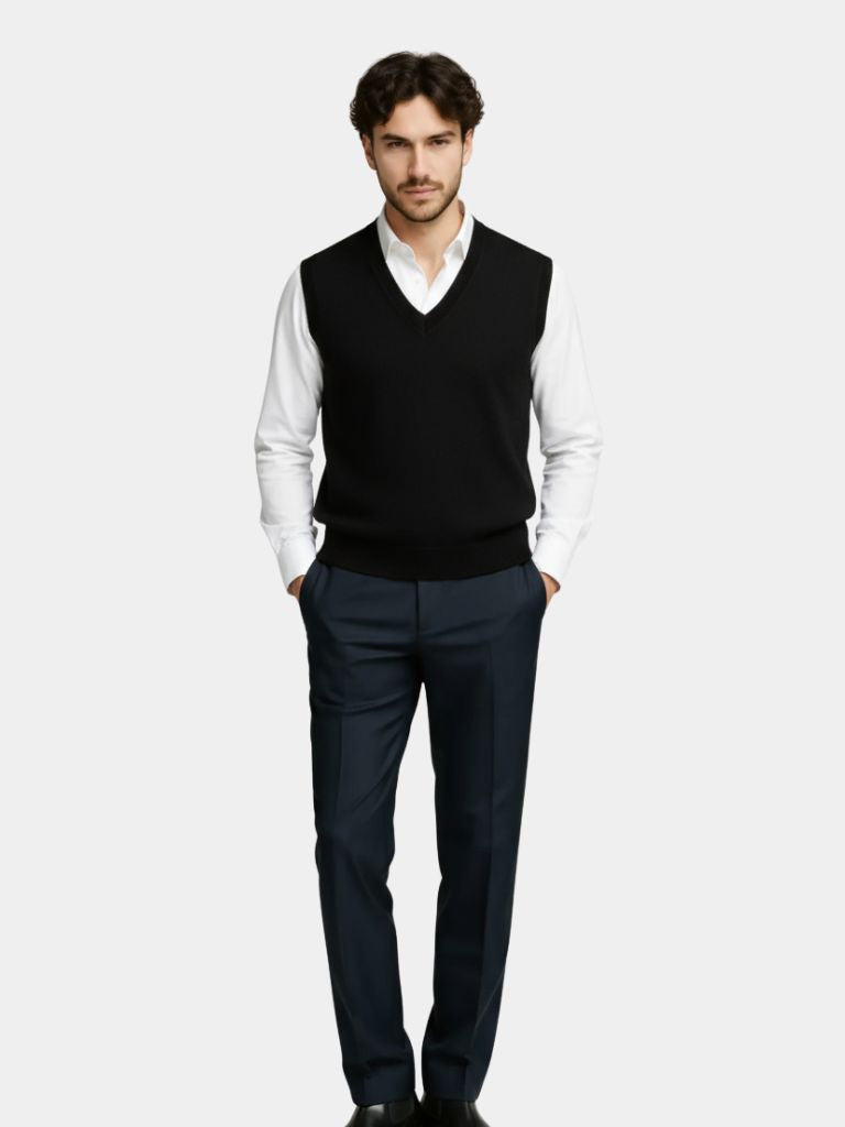 100% Cashmere V Neck Knit Vest - CAAYWORLD CAAYWORLD