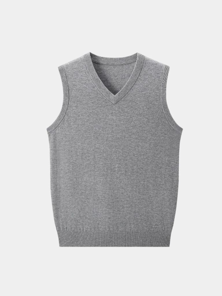 100% Cashmere V Neck Knit Vest - CAAYWORLD CAAYWORLD