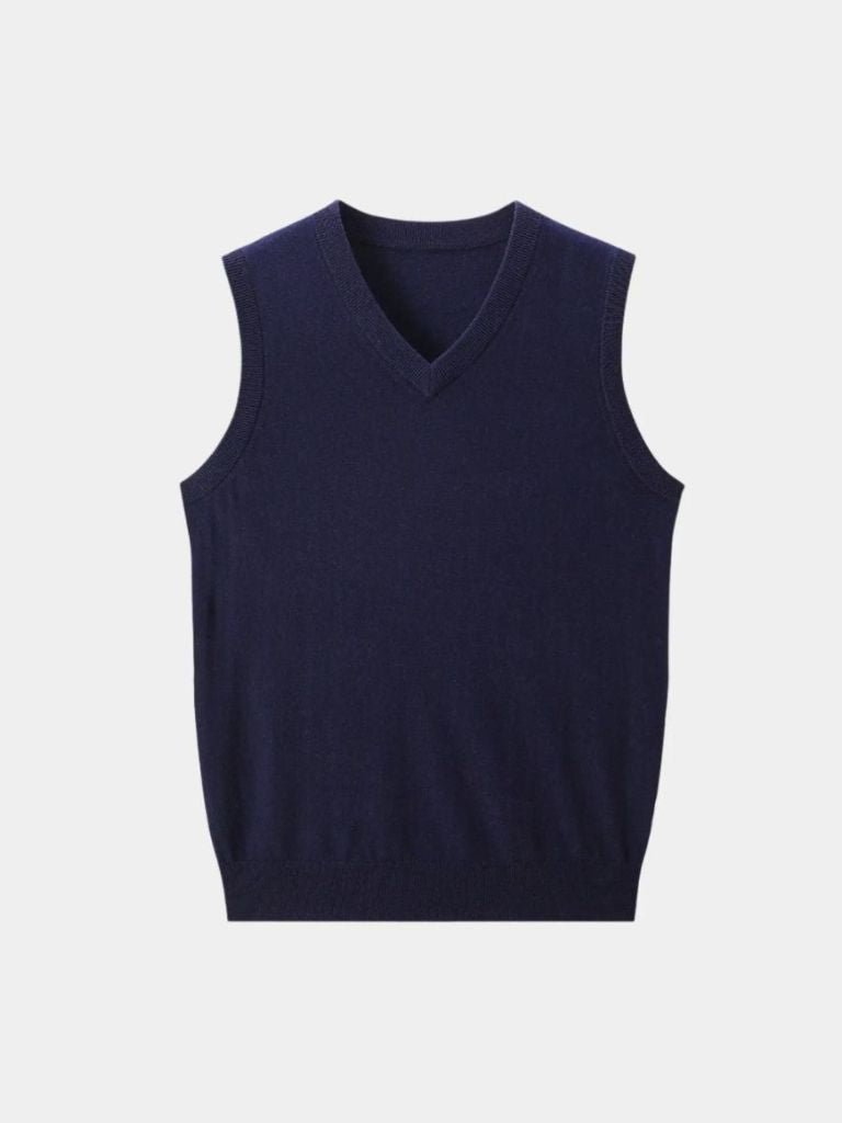 100% Cashmere V Neck Knit Vest - CAAYWORLD CAAYWORLD