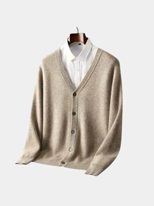 100% Merino Wool V Neck Knitwear Cardigan Sweater - CAAYWORLD CAAYWORLD