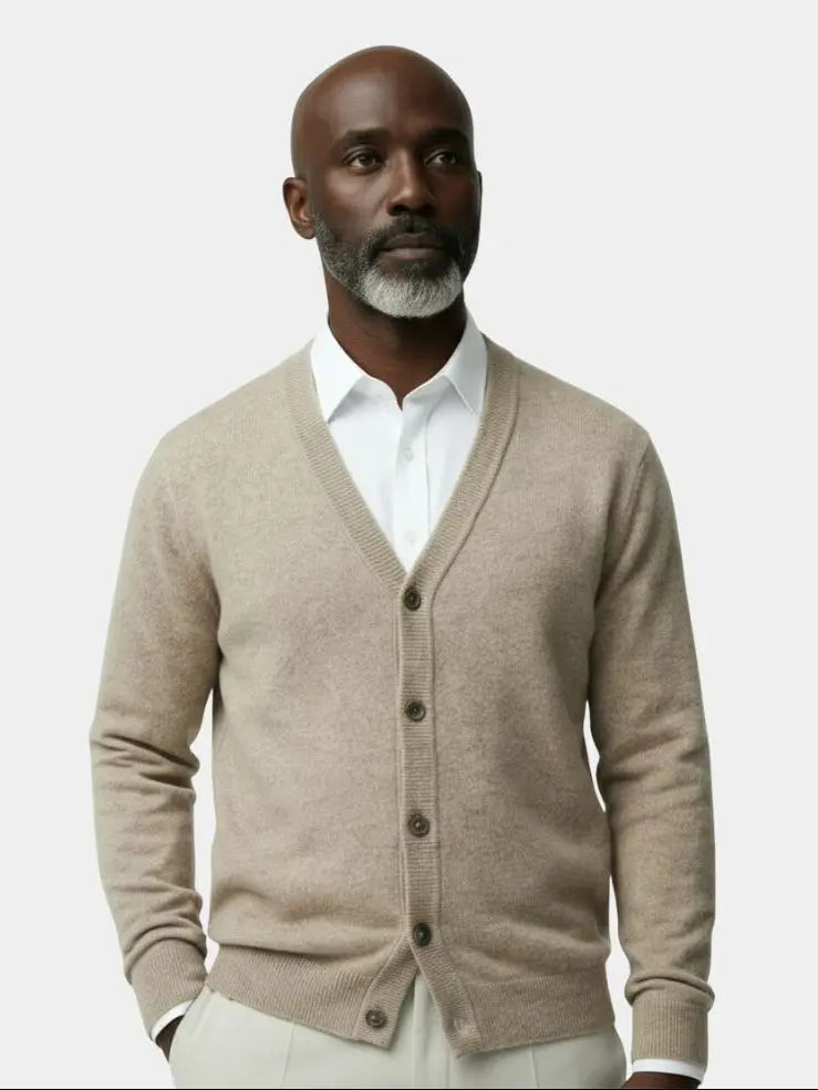 100% Merino Wool V Neck Knitwear Cardigan Sweater - CAAYWORLD CAAYWORLD