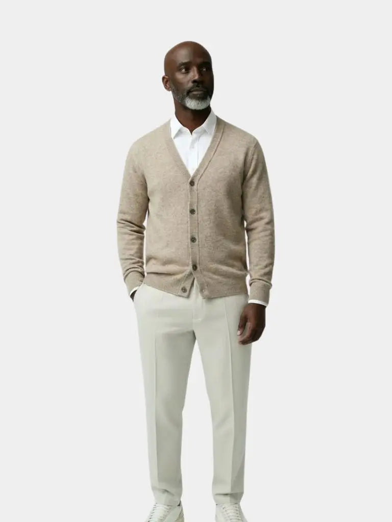 100% Merino Wool V Neck Knitwear Cardigan Sweater - CAAYWORLD CAAYWORLD