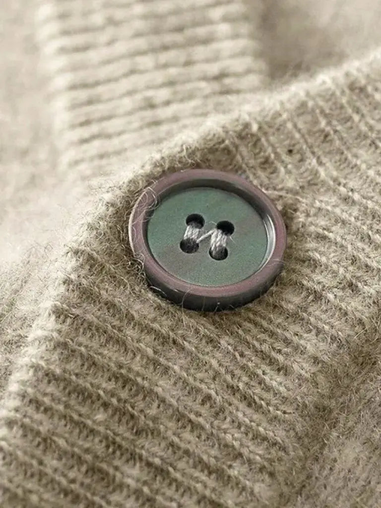 100% Merino Wool V Neck Knitwear Cardigan Sweater - CAAYWORLD CAAYWORLD