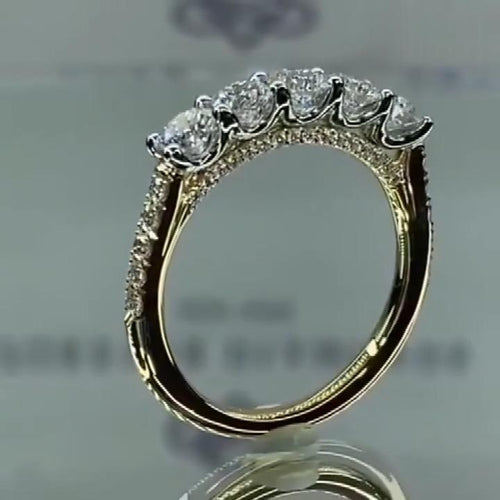 Five Stone Round Cut Sterling Silver Wedding Band Shineofdiamond