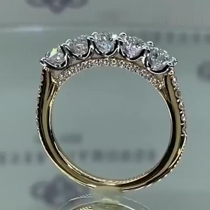Five Stone Round Cut Sterling Silver Wedding Band Shineofdiamond