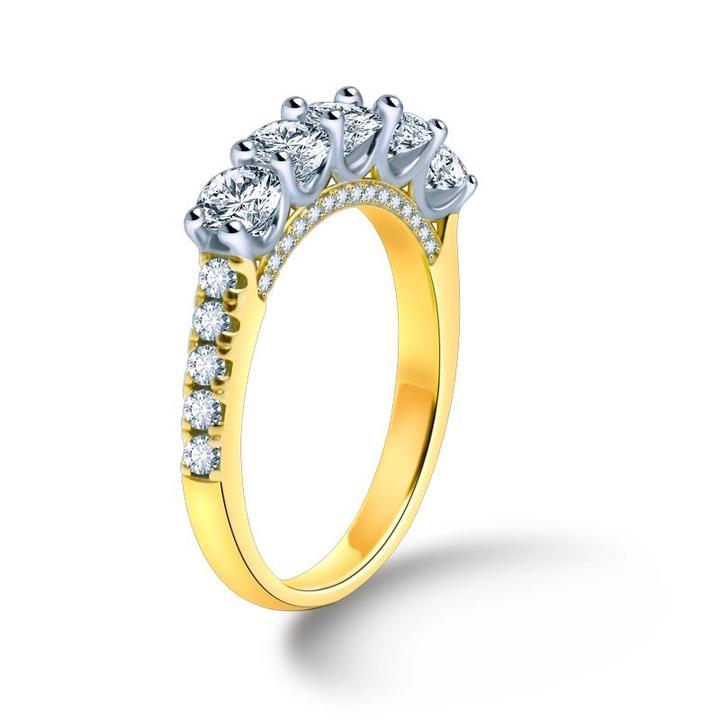 Five Stone Round Cut Sterling Silver Wedding Band Shineofdiamond