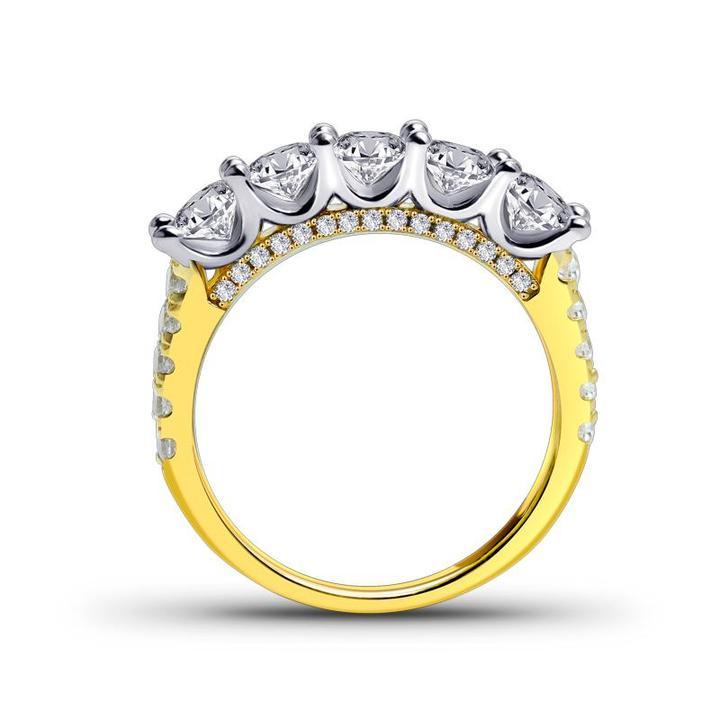 Five Stone Round Cut Sterling Silver Wedding Band Shineofdiamond