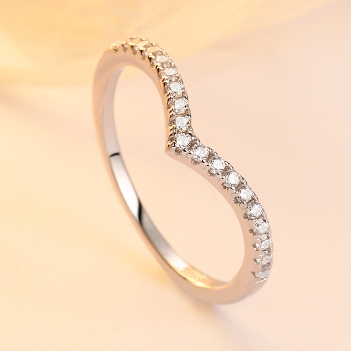 Curved Half Eternity Sterling Silver Wedding Band shineofdiamond