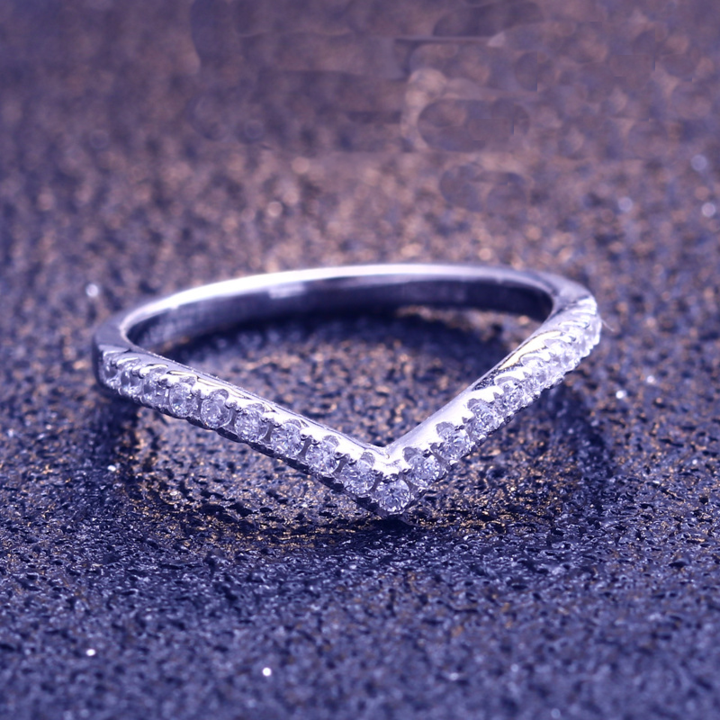 Curved Half Eternity Sterling Silver Wedding Band shineofdiamond