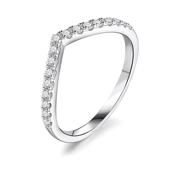 Curved Half Eternity Sterling Silver Wedding Band shineofdiamond