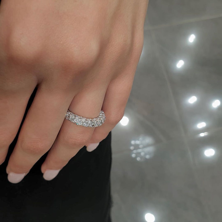 Stunning 10ct Four Rows Round Brilliant Eternity Wedding Band Shineofidamond