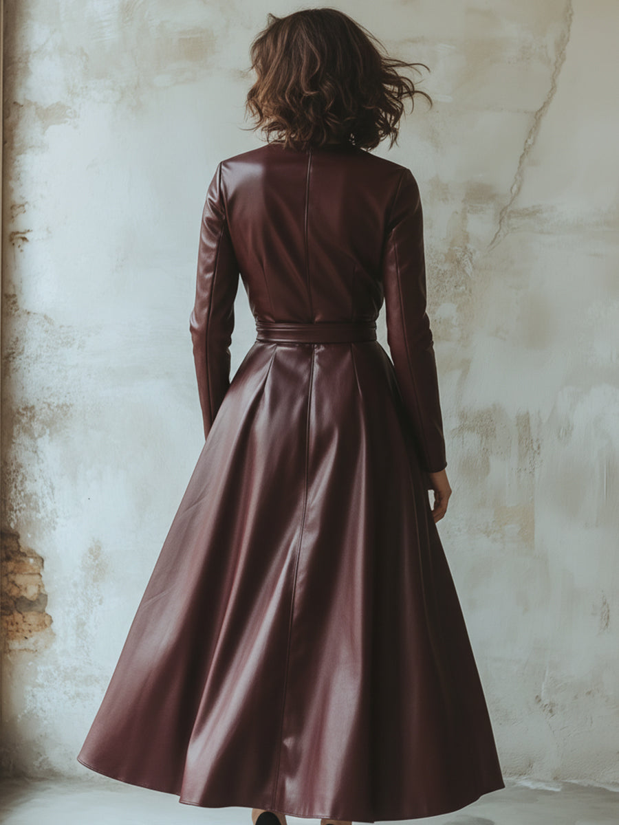 Chic Burgundy Leather Dress HWT