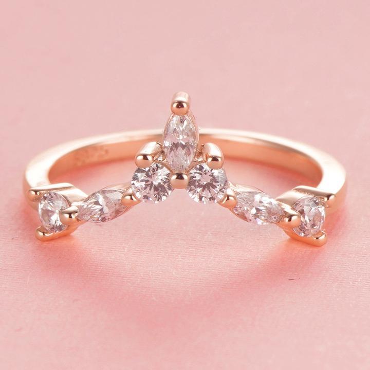 Rose Golden Round & Marquise Cut Stackable Ring Shineofidamond