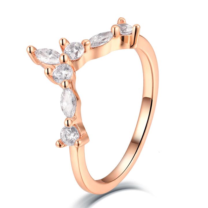 Rose Golden Round & Marquise Cut Stackable Ring Shineofidamond